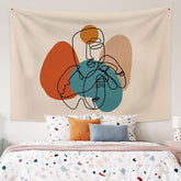 Lofaris Black Line Abstract Pattern Funny Family Wall Tapestry